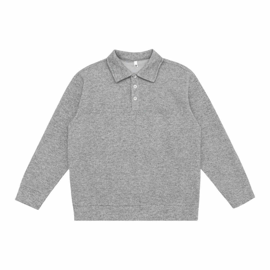 Unisex Feinstruktur-Polokragenpullover mit halber Knopfleiste und geripptem Saum Shop Nory