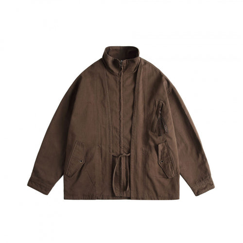 Unisex Kastenförmige Utility-Jacke mit hohem Stehkragen, durchgehendem Reißverschluss und Tunnelzug Shop Nory