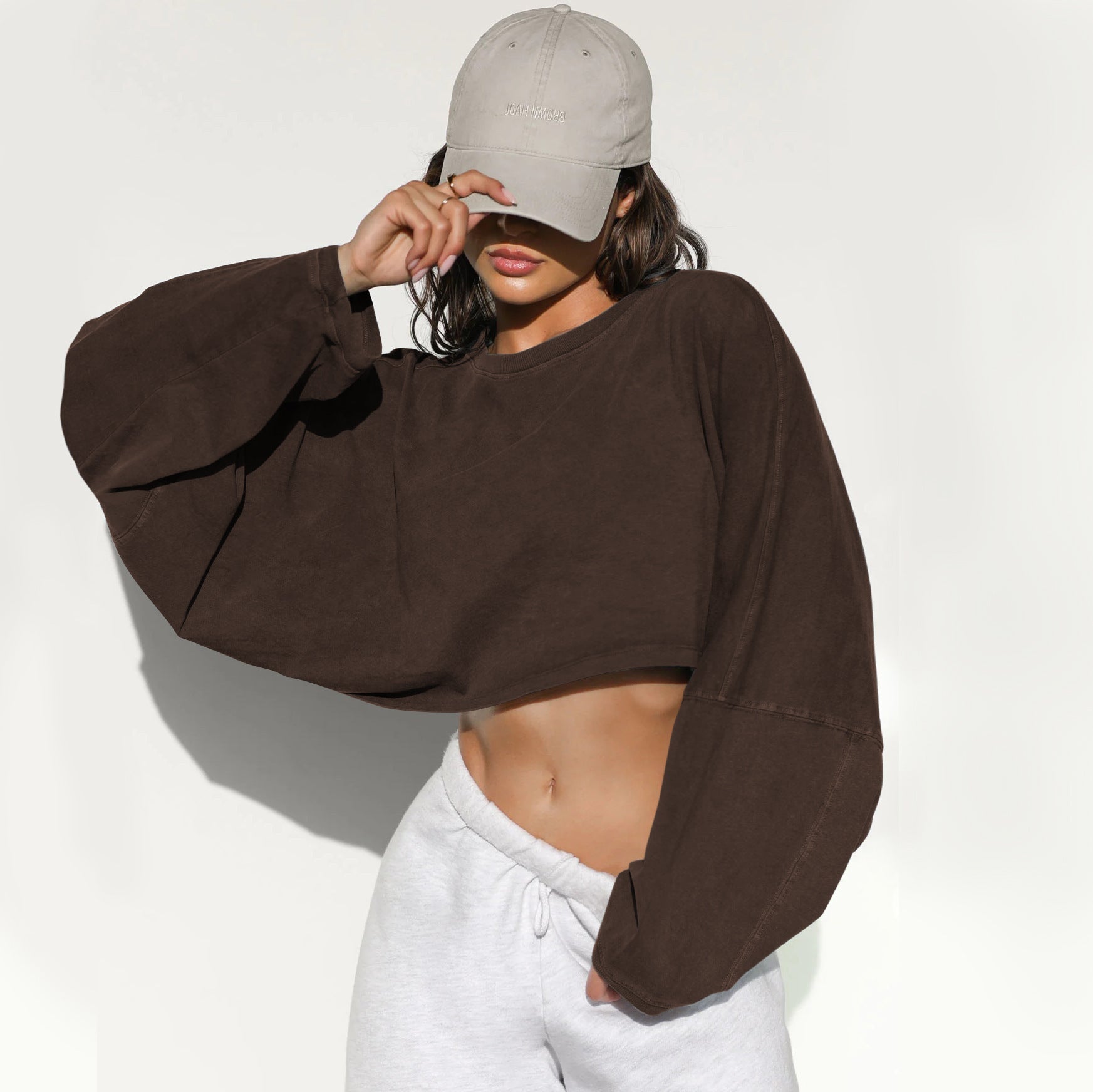 Damen lässiger Crop-Pullover