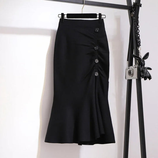 Damen Eleganter, figurbetonter Midi-Rock mit Knopfdetails Shop Nory