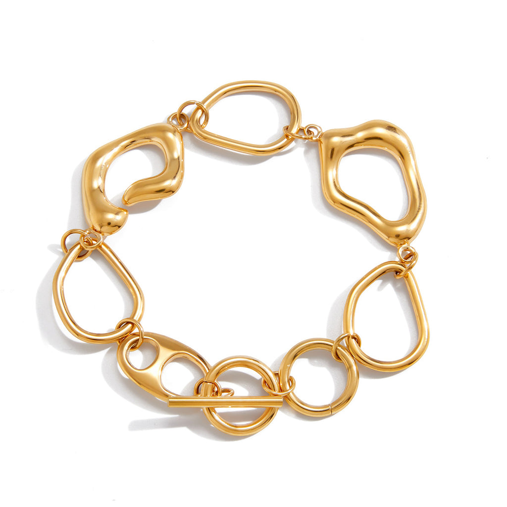 Damen Offenes Armband mit modernem Link-Design aus hypoallergenem Edelstahl Shop Nory