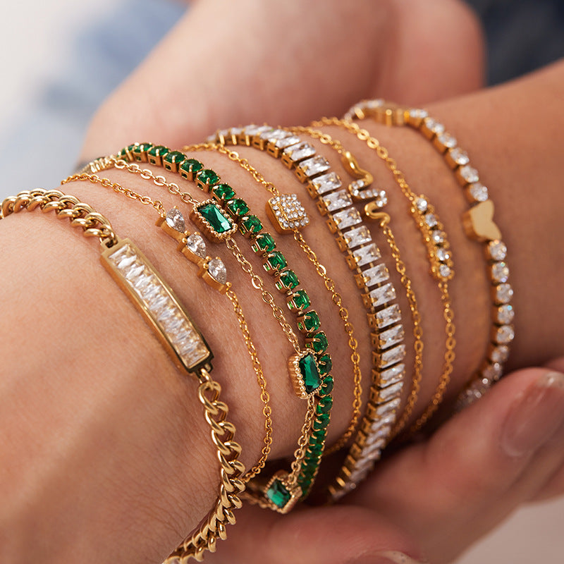 Damen Armband mit funkelnden Zirkonia und hypoallergenem Edelstahl Shop Nory