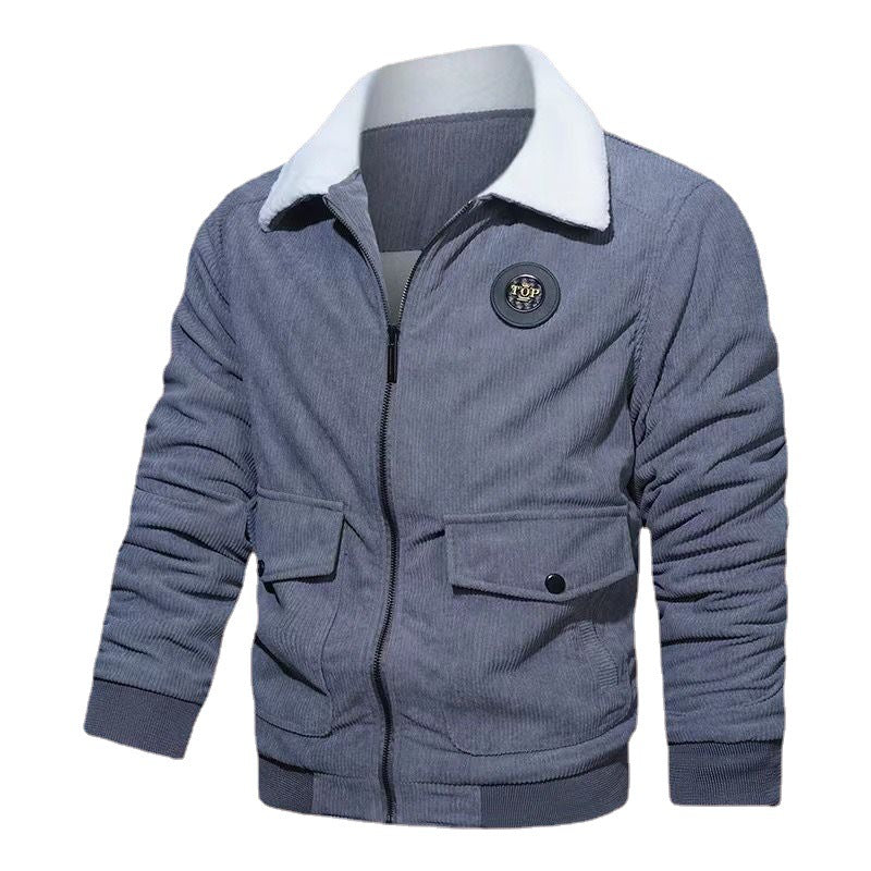 Herren Cord-Blouson mit Teddyfutter, Pattentaschen und Stehkragen Shop Nory
