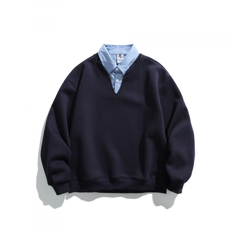 Herren Oversized Sweatshirt mit eingesetztem Hemdkragen und V-Ausschnitt Shop Nory