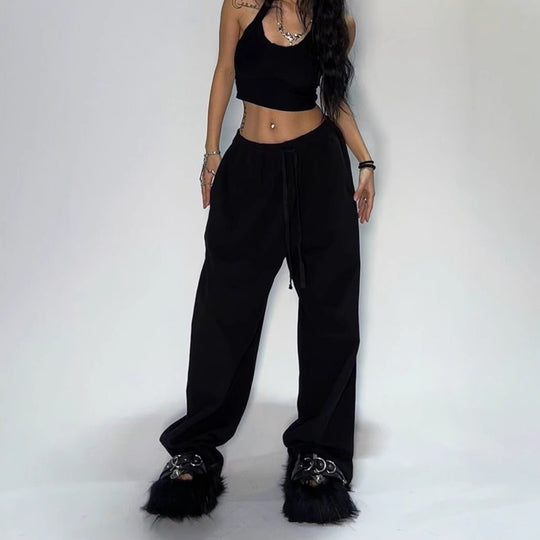 Damen nan weit geschnittene Loungehose mit hohem Bund extra weitem Bein und Tunnelzug Shop Nory