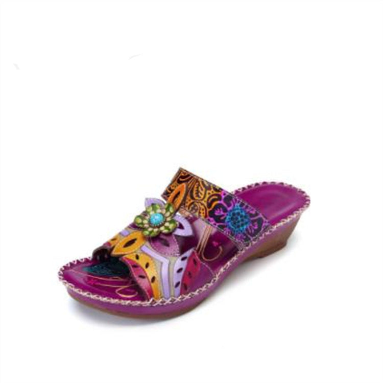 Damen Künstlerisch verzierte Keilsohlen-Sandalen