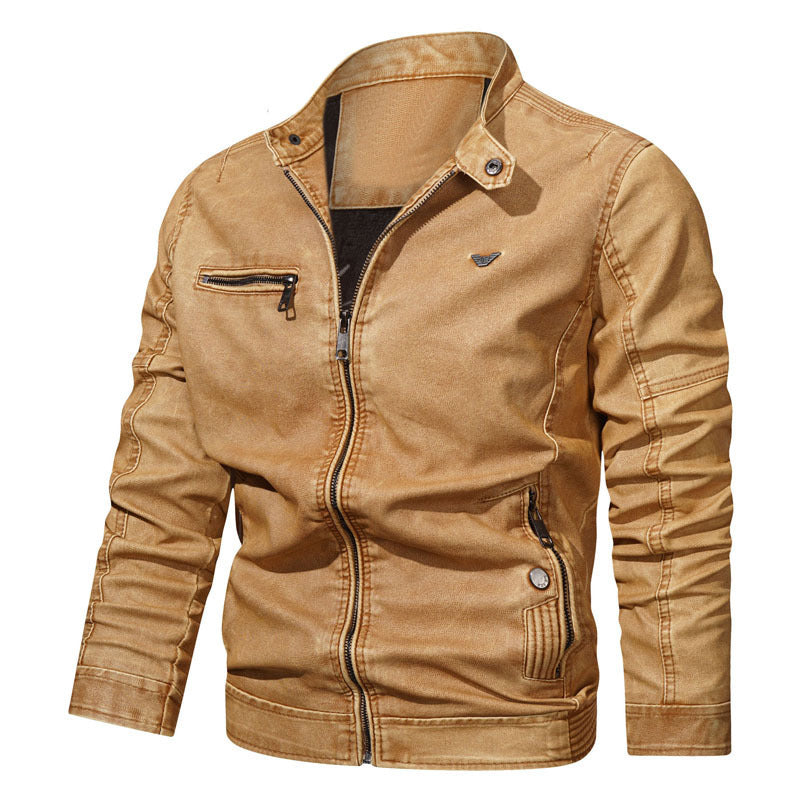 Herren Denim-Bomberjacke im Vintage-Look mit Reißverschluss und Ärmesteppungen Shop Nory