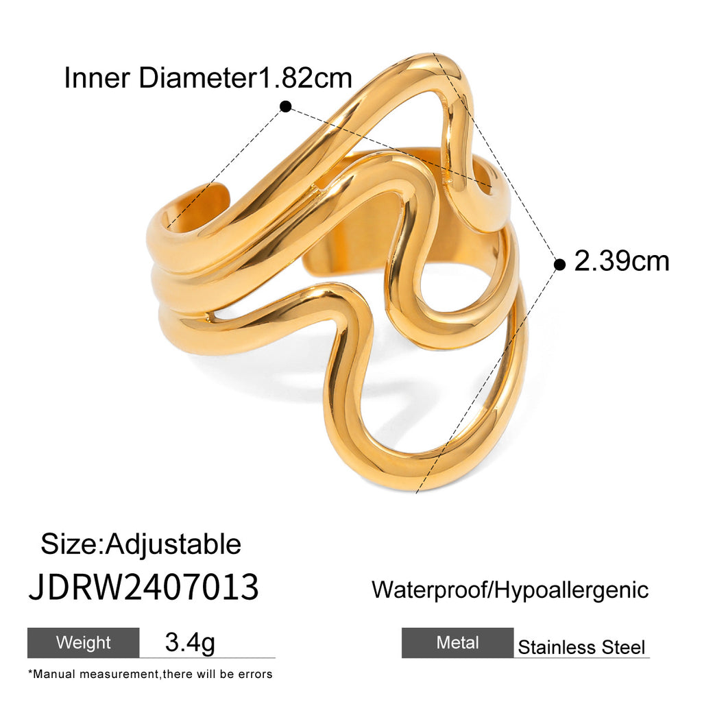 Damen Offenes Wellenarmband aus hochwertigem Edelstahl Shop Nory