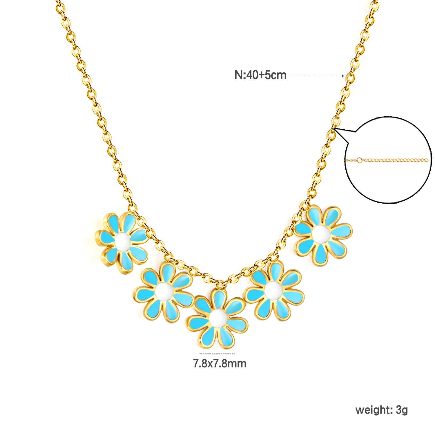 Damen Halskette mit funkelnden Blütenanhängern und verstellbarem Kettendesign Shop Nory