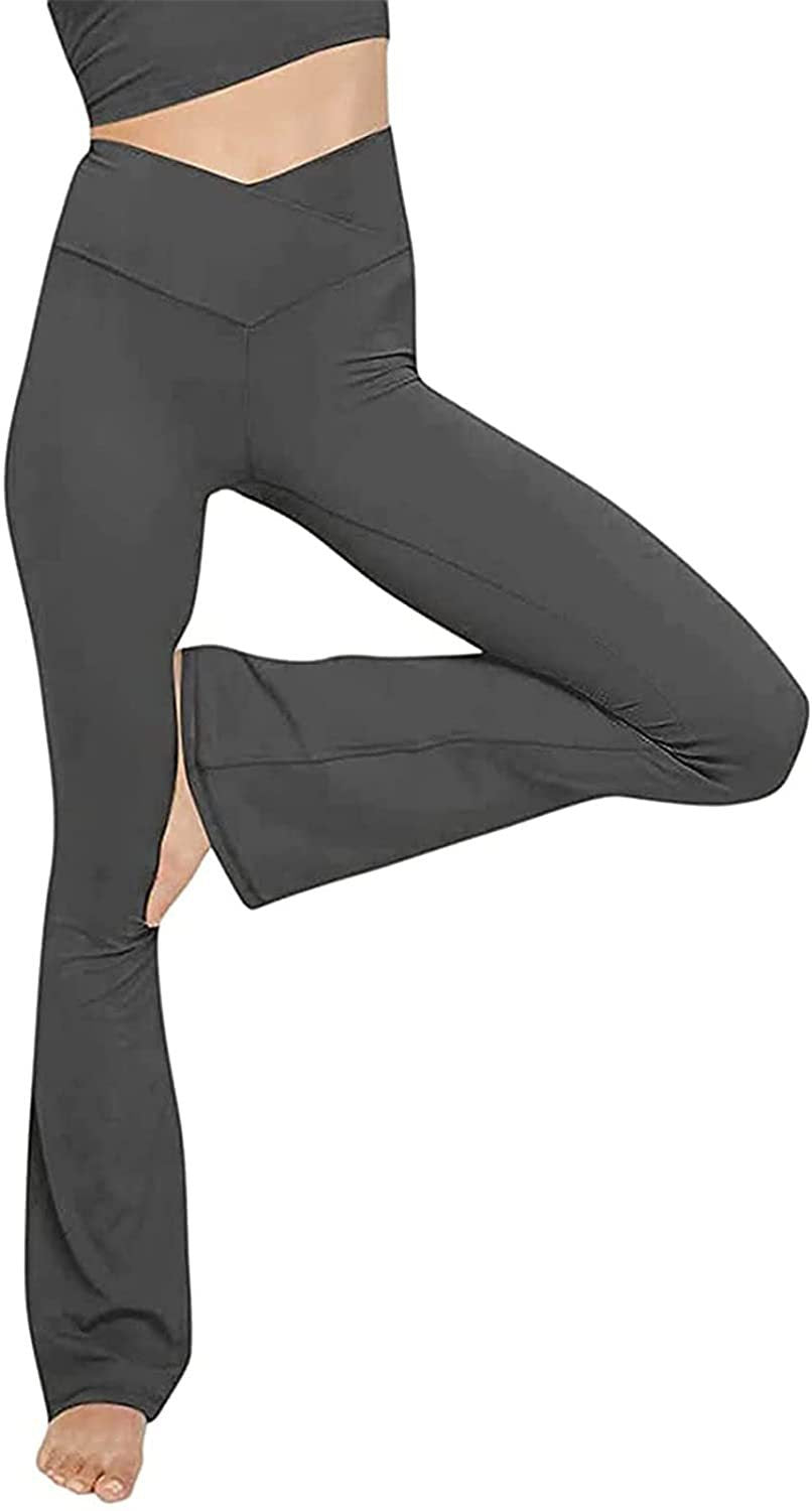 Damen Bootcut Yoga-Hose aus elastischem Material mit hohem Bund Shopnory