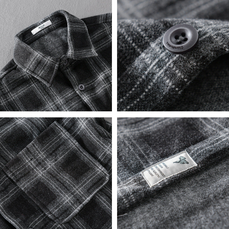 Herren Karo-Flanell-Overshirt mit Brusttasche und Relaxed-Fit Shop Nory