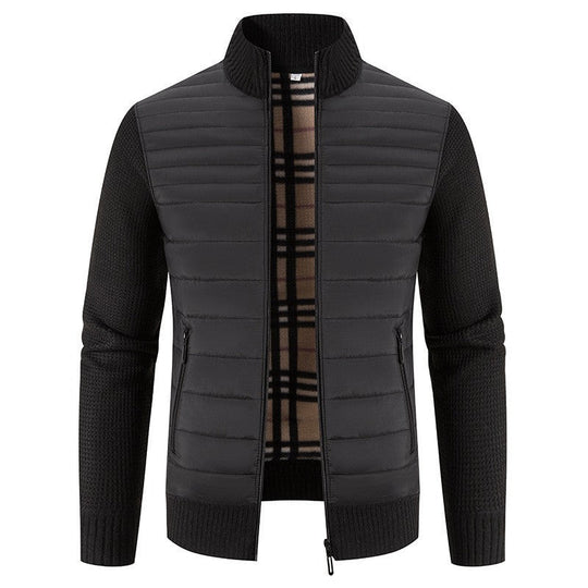 Herren Steppjacke mit modernem Strickärmeln und hohem Kragen