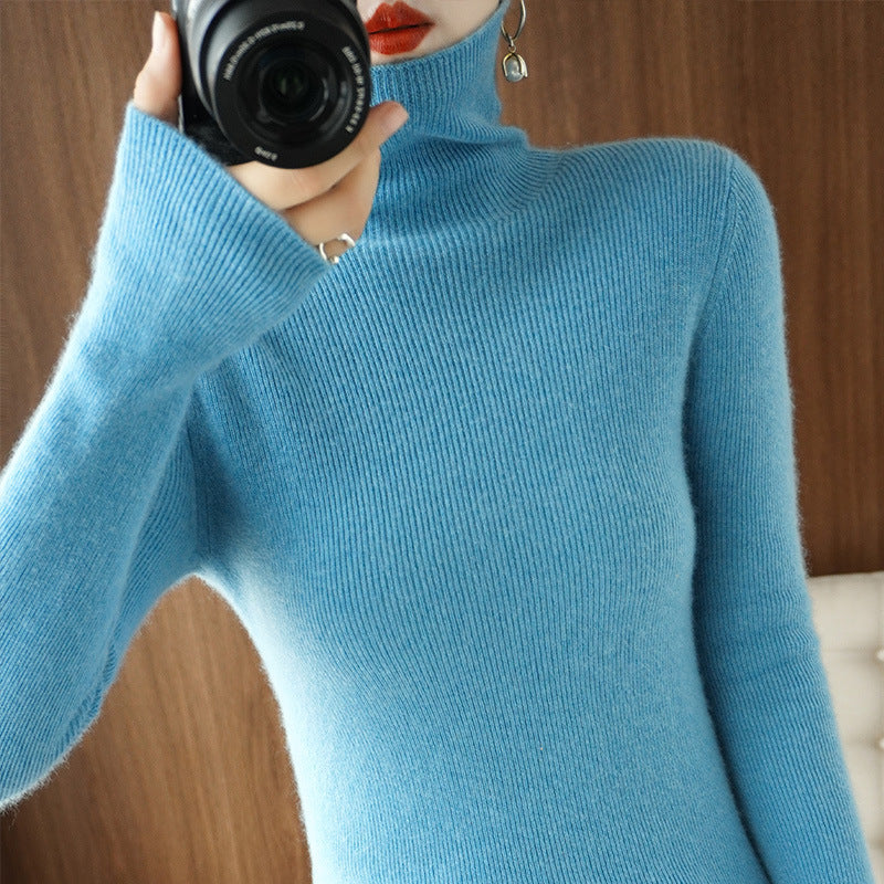 Damen Schmaler Rollkragenpullover aus Kaschmir‑Mix mit extralangem Ärmelabschluss Shop Nory
