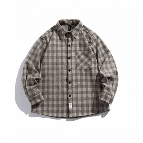 Unisex Kastenförmiges kariertes Overshirt aus weichem Flanell mit aufgesetzter Brusttasche Shop Nory