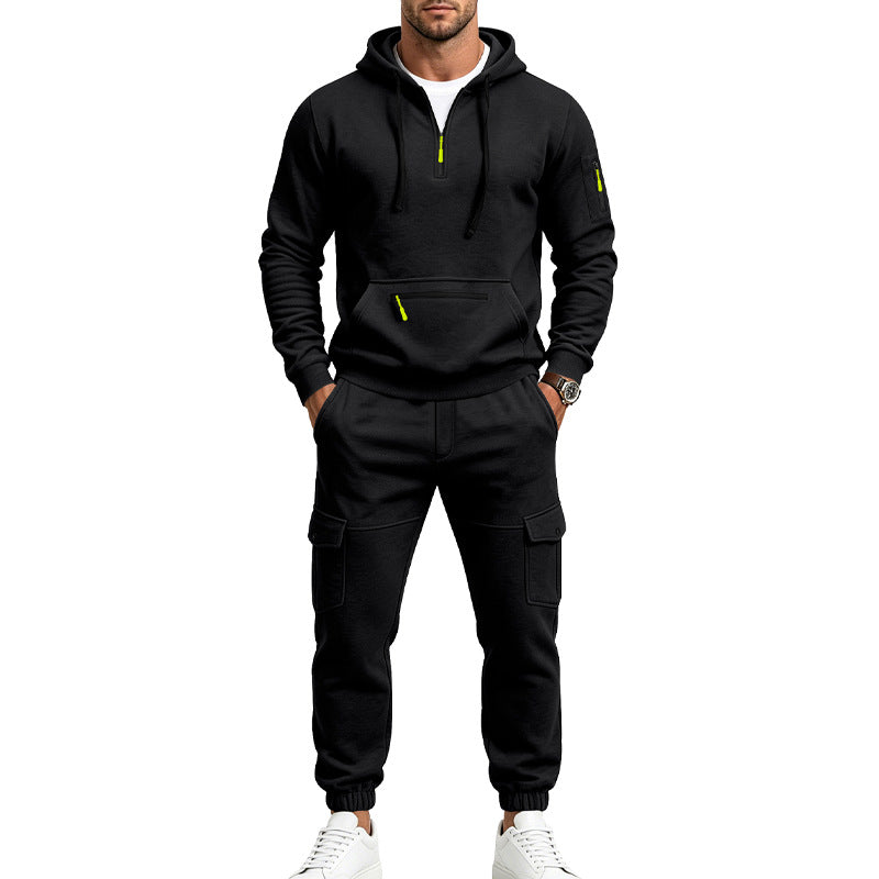 Herren Kapuzen-Sweatset mit Halbzip, Cargo-Jogger und Utility-Taschen Shop Nory