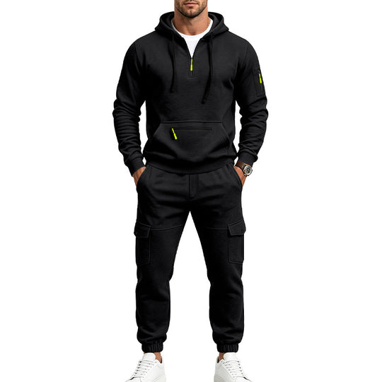 Herren Kapuzen-Sweatset mit Halbzip, Cargo-Jogger und Utility-Taschen Shop Nory