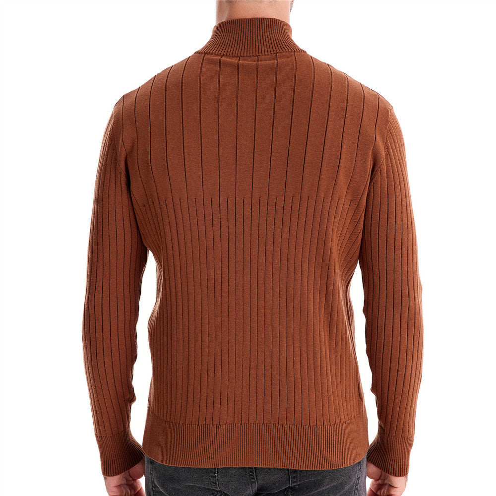 Herren Pullover mit halbem Reißverschluss und Rippstruktur