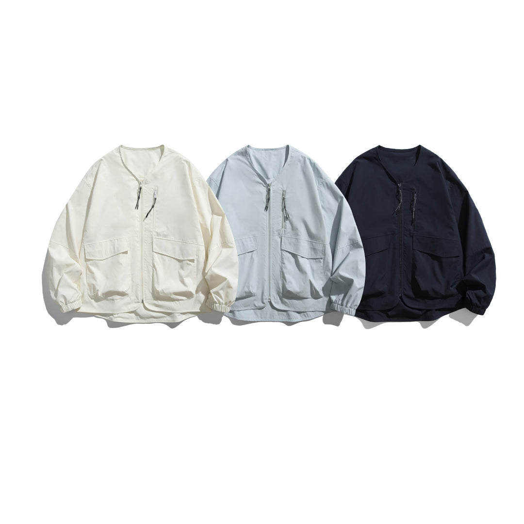 Herren Kurzblouson mit V‑Ausschnitt, zweiwege Reißverschlüssen und Utility‑Taschen Shop Nory
