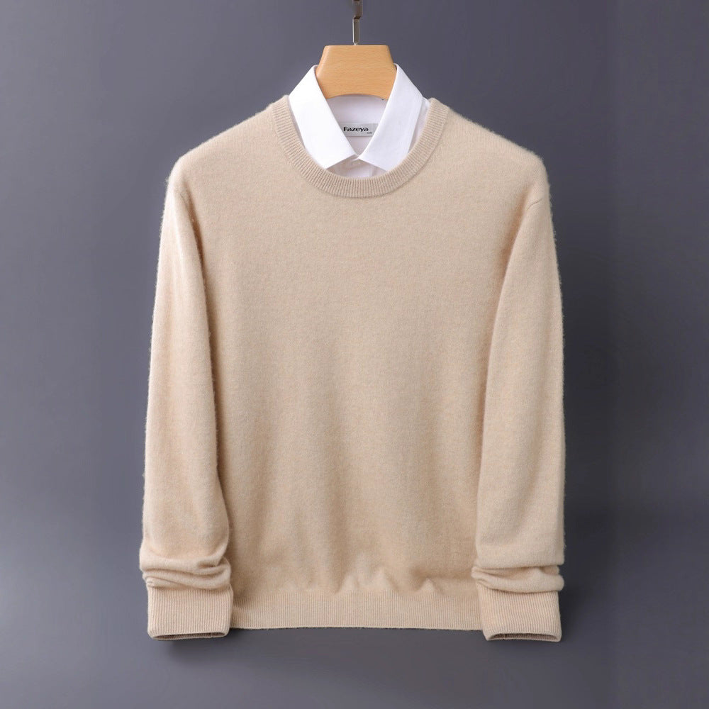 Herren Feiner Rundhals-Strickpullover in Kaschmir‑Optik mit gerippten Bündchen Shop Nory