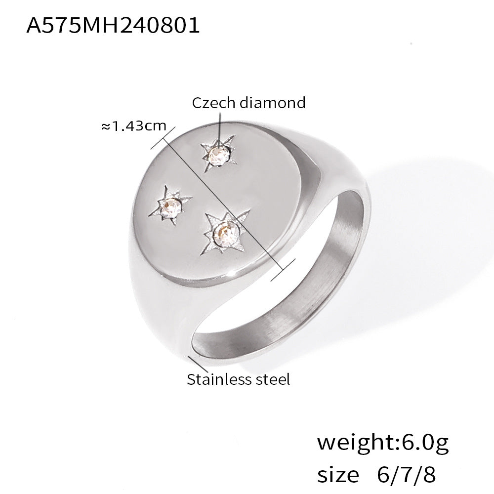 Damenring mit funkelnden tschechischen Diamanten aus Edelstahl Shop Nory