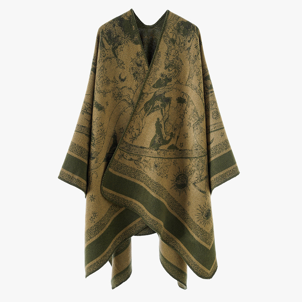 Damen Jacquard-Capeponcho mit doppelseitiger Webstruktur und V‑Ausschnitt Shop Nory