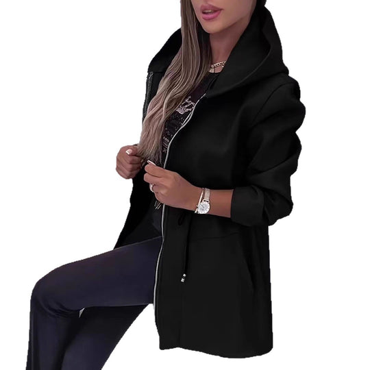 Damen nan Kapuzenparka mit Taillenzug, Zwei-Wege-Reißverschluss und Eingrifftaschen Shop Nory