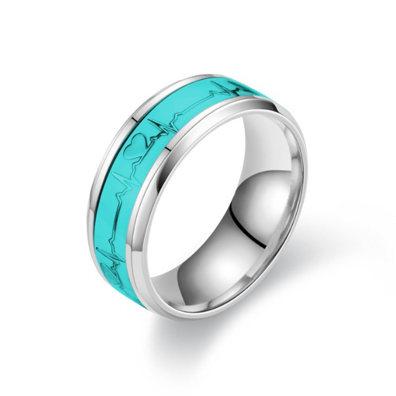 Herren Ring mit kunstvollem Herzschlag-Design und eleganter Edelstahl-Oberfläche Shop Nory