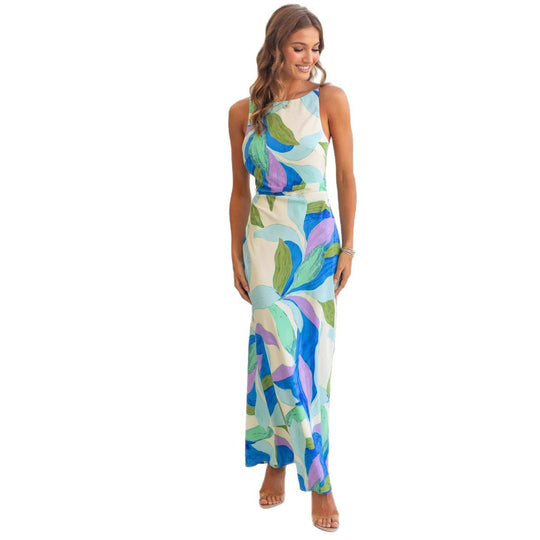 Damen Maxikleid mit modernem floralem Design und elegantem Schnitt