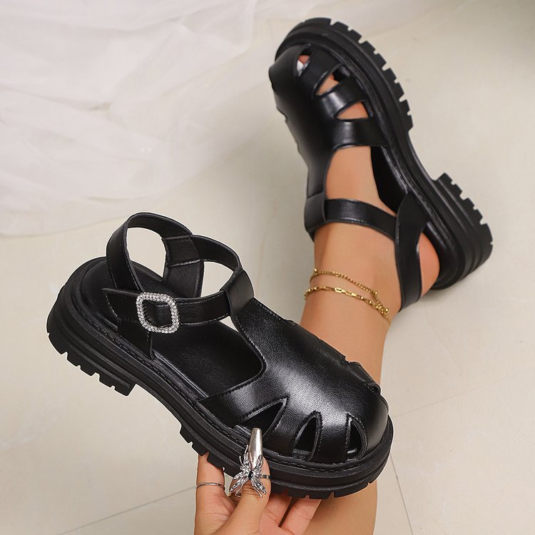 Damen komfortable Riemensandalen mit modischer Schnallenverzierung