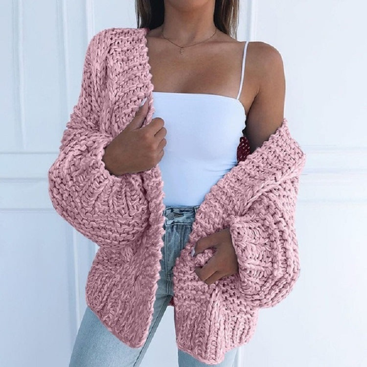 Damen Oversized Grobstrick-Cardigan mit Balloon-Ärmeln und offener Front Shop Nory