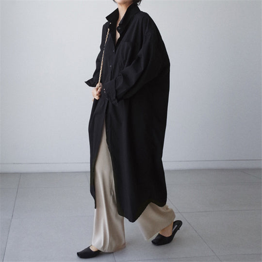 Damen Oversize-Hemdblusenkleid mit langer Knopfleiste und Brusttasche Shop Nory