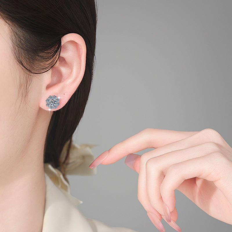 Damen Funkelnde Blumenohrstecker mit strahlenden Kristallen Shop Nory