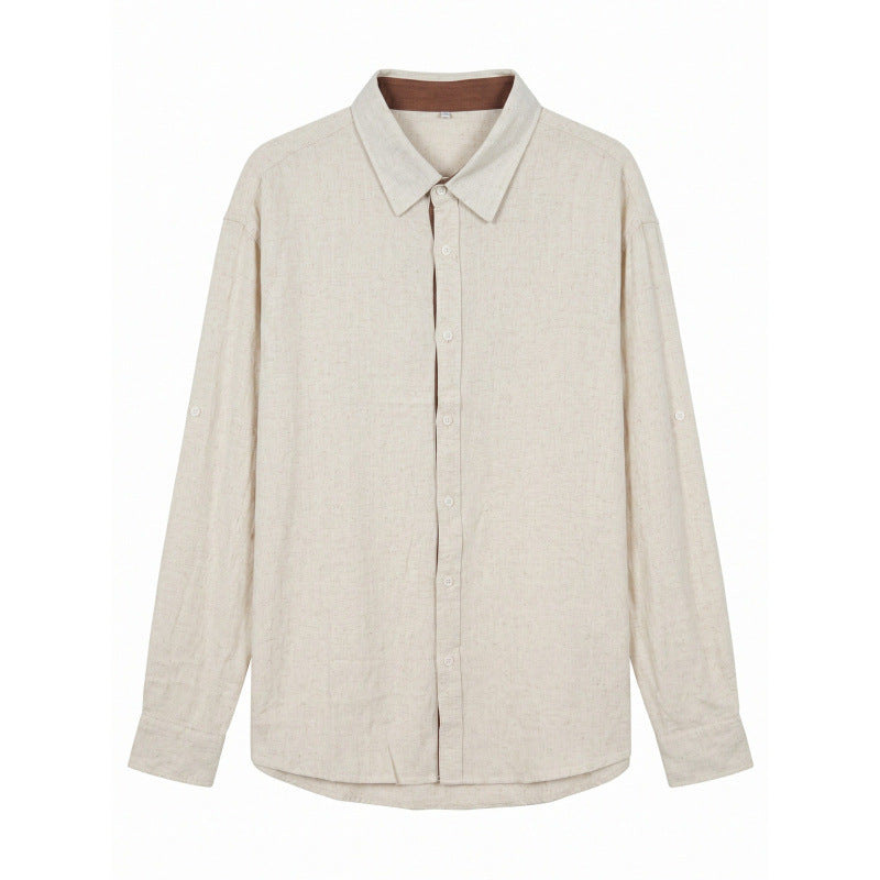 Herren Leichtes Oversize-Leinenhemd mit Kentkragen und abgerundetem Saum Shop Nory