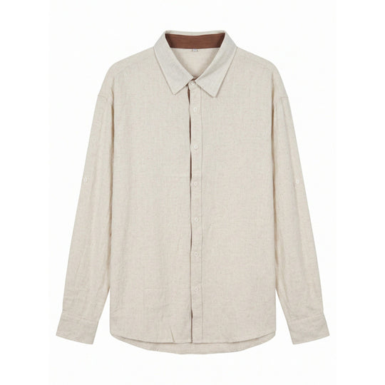 Herren Leichtes Oversize-Leinenhemd mit Kentkragen und abgerundetem Saum Shop Nory
