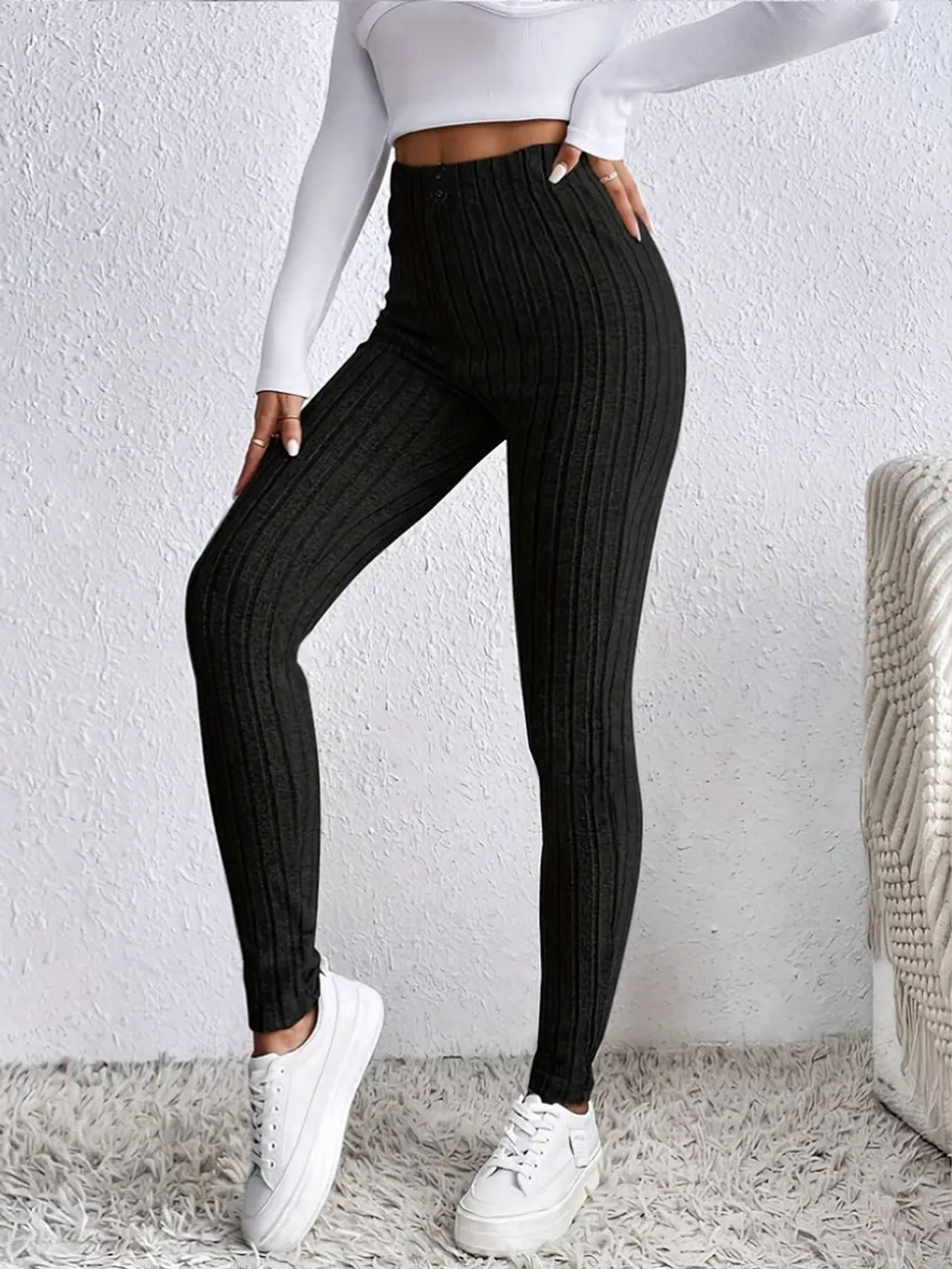 Damen Hochgeschnittene Rippstrick-Leggings mit elastischem Taillenbund Shop Nory