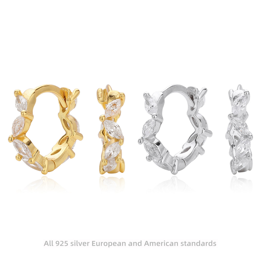 Damen Ohrringe mit funkelnden Zirkon-Besätzen aus 925 Sterling Silber Shop Nory