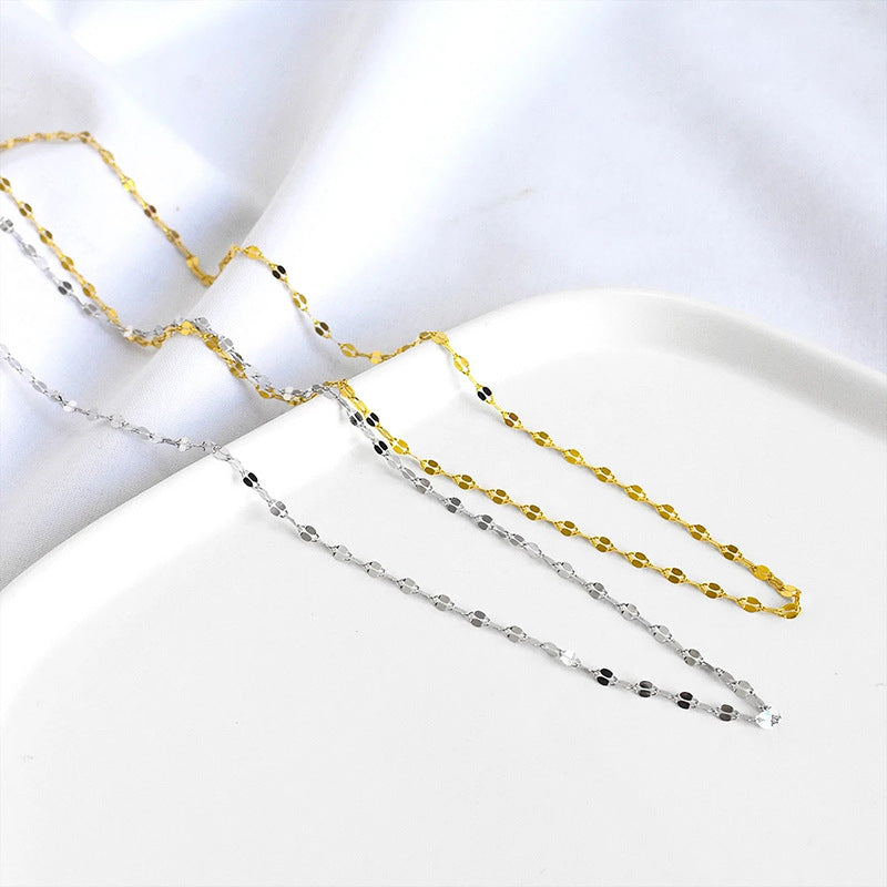 Damen feine Kette mit glänzenden, ovalen Glieder-Elementen Shop Nory
