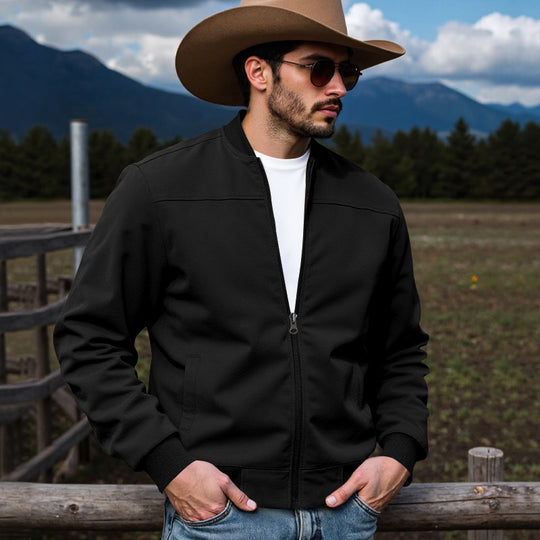 Herren Leichte Bomberjacke mit Reißverschluss, Rippbündchen & minimalistischer Nahtstruktur Shop Nory