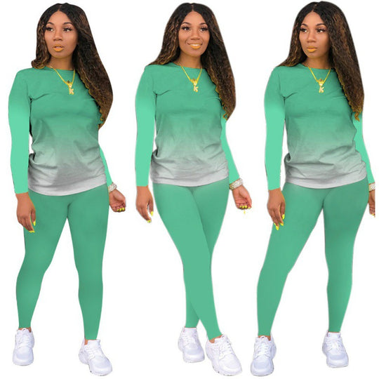 Damen Zweiteiliges Stretch-Set mit Langarmshirt und High-Waist-Leggings Shop Nory