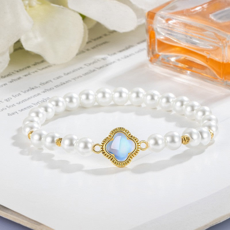 Damen Perlenarmband mit kunstvollem Kristallanhänger Shop Nory