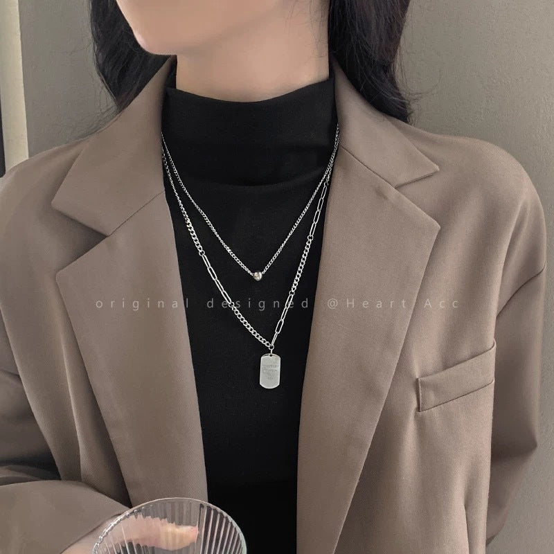 Damen mehrlagige Halskette mit trendy Kugel- und Anhängerdesign Shop Nory