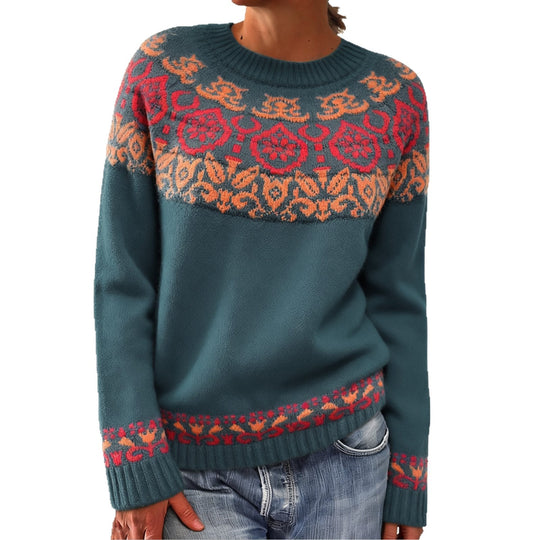 Damen nan Norwegerpullover aus Wollmix mit Rundhalsausschnitt und traditionellem Fair-Isle-Yoke Shop Nory