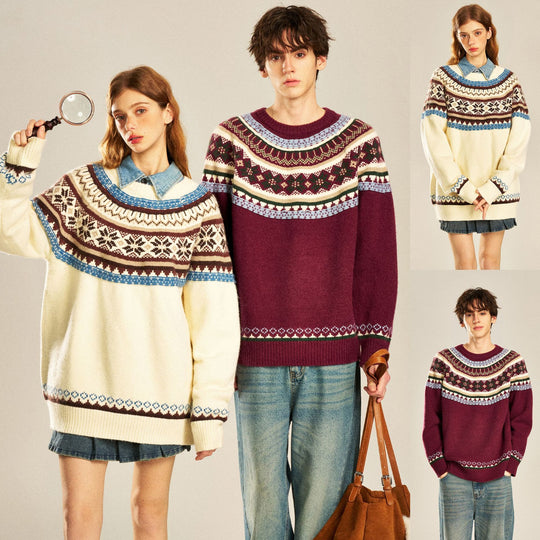 Herren Gemütlicher Strickpullover mit Norweger-Muster Shop Nory