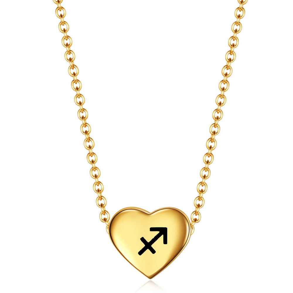 Damen Halskette mit gravierbarem Herzanhänger und astrologischem Symbol Shop Nory