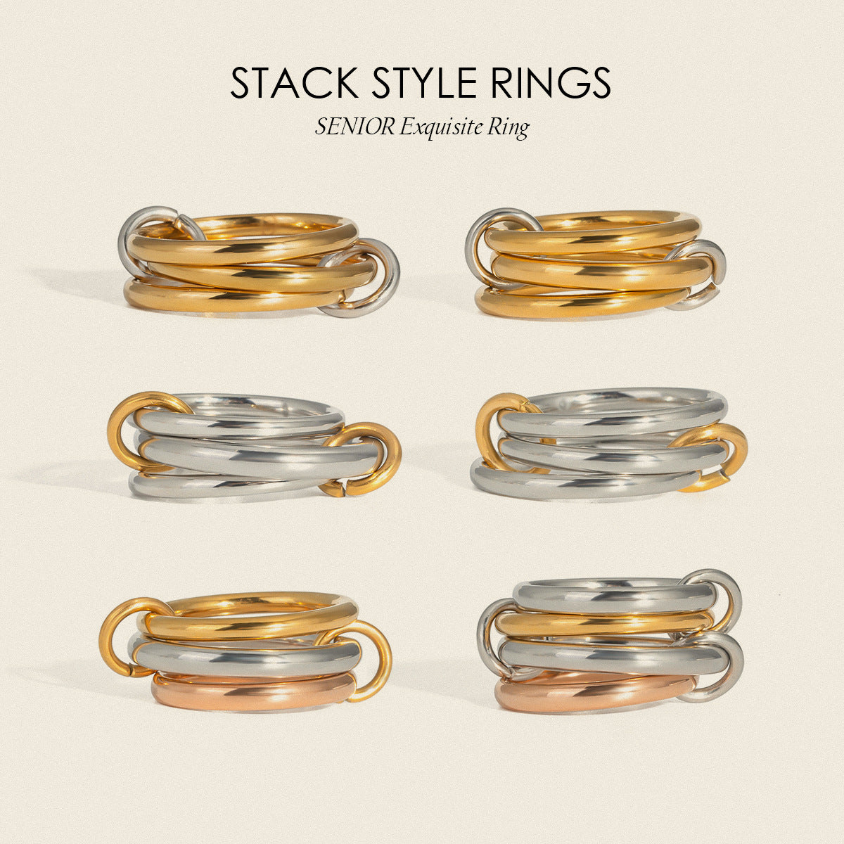 Damen schickes Mehrfarbiges Ring-Set Shop Nory
