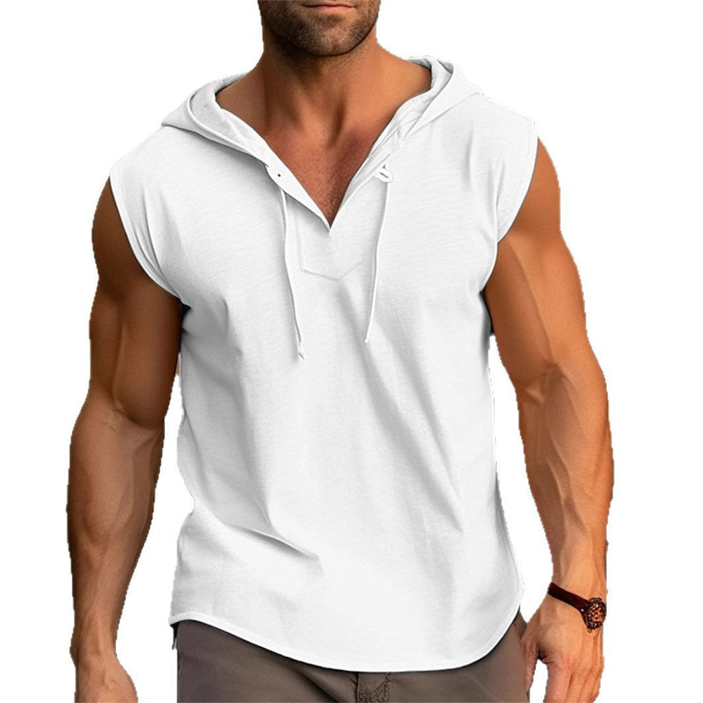 Herren ärmelloses Trainingsshirt mit praktischem Kapuzen-Design