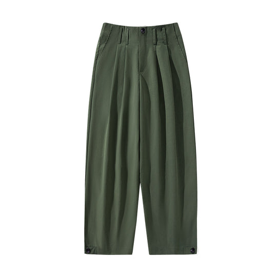 Damen weite Plissee-Hose mit hohem Bund, Gürtelschlaufen & verstellbaren Saumlaschen Shop Nory