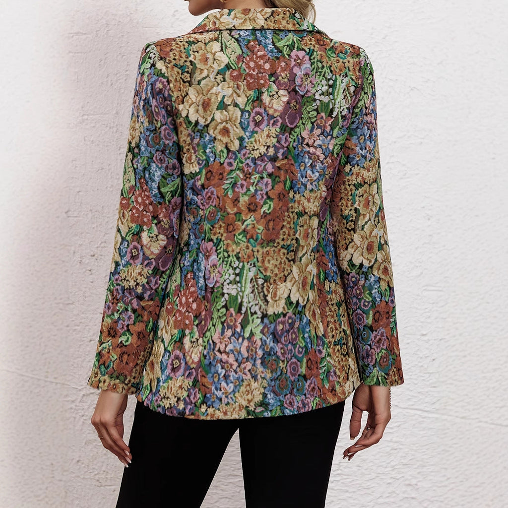 Damen Blazerjacke mit floralem Muster und eleganten Details