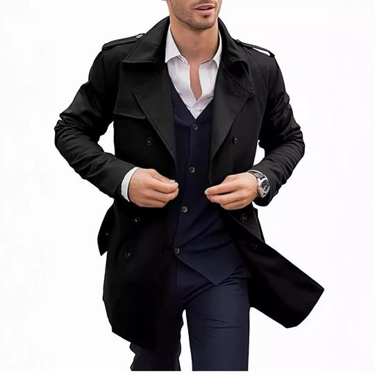 Herren Eleganter Trenchcoat mit klassischem Schnitt und praktischen Taschen
