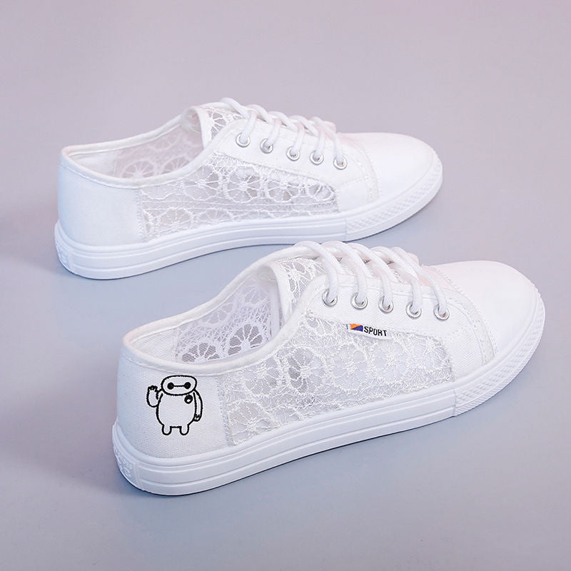 Damen modische Sneaker mit elegantem Spitzendesign und atmungsaktiver Spitzenstruktur